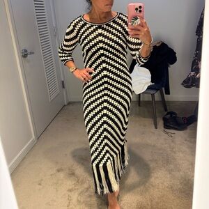 Zimmermann Black and White Long Sleeve Dress